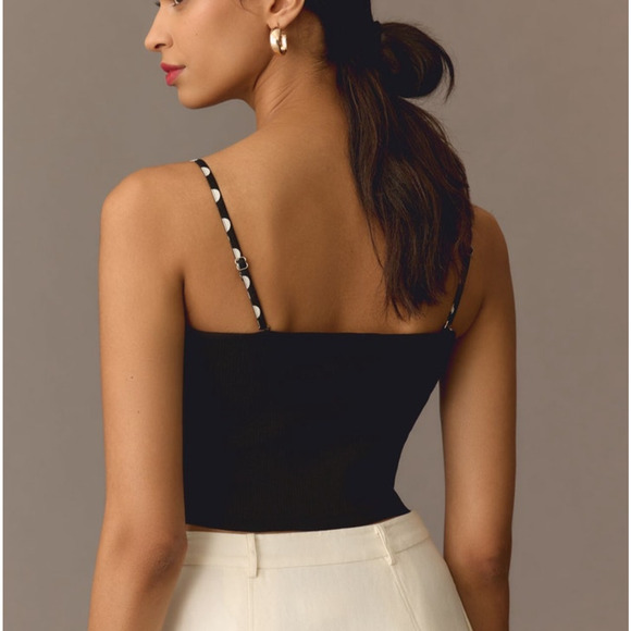 NWT Dolan Cropped Bow Polka Dot Ribbed Sweater Tank Size Large - Picture 3 of 10